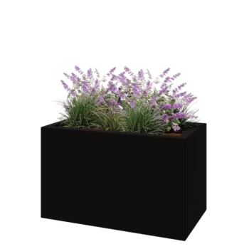 Floreira em fibra de vidro - Retângulo - 100 x 50 x 60 cm - RAL9005 mate (preto) - Com fundo