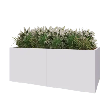 Floreira XXL em aço - Retângulo - 200 x 100 x 80 cm - RAL9010 fosco (branco) - Sem placa de base