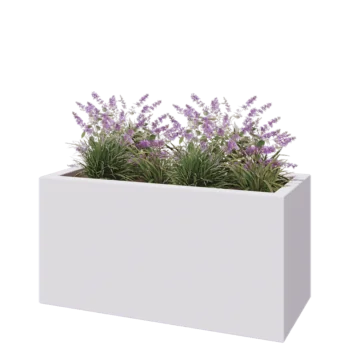 Floreira em fibra de vidro - Retângulo - 120 x 50 x 60 cm - RAL9010 mate (branco) - Com fundo
