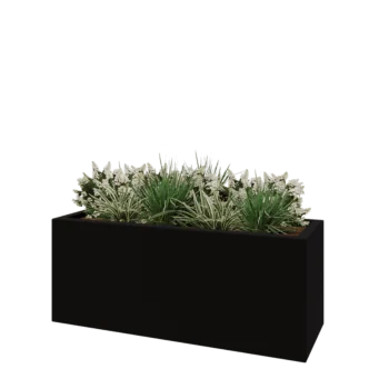 Floreira em fibra de vidro - Retângulo - 150 x 50 x 60 cm - RAL9005 mate (preto) - Com fundo
