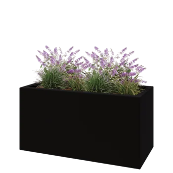 Floreira em fibra de vidro - Retângulo - 120 x 50 x 60 cm - RAL9005 mate (preto) - Com fundo