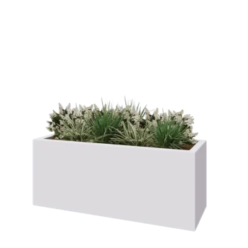 Floreira em fibra de vidro - Retângulo - 150 x 50 x 60 cm - RAL9010 mate (branco) - Com fundo