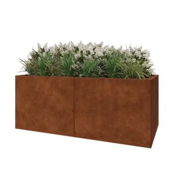 Floreira XXL em aço corten - Retângulo - 200 x 100 x 80 cm - Sem placa de base