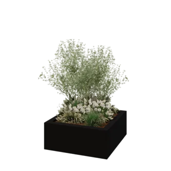 Floreira em fibra de vidro - Quadrado - 100 x 100 x 40 cm - RAL9005 mate (preto) - Com fundo