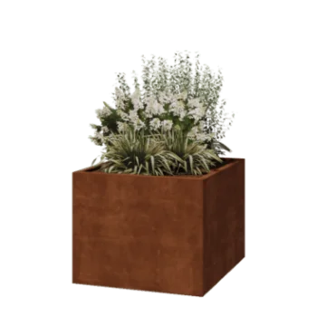 Floreira em aço corten - Quadrado - 100 x 100 x 80 cm - Soldado - Sem placa de base