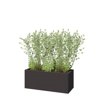 Floreira em aço - Retângulo - 100 x 40 x 40 cm - Outra cor RAL - Com placa de base