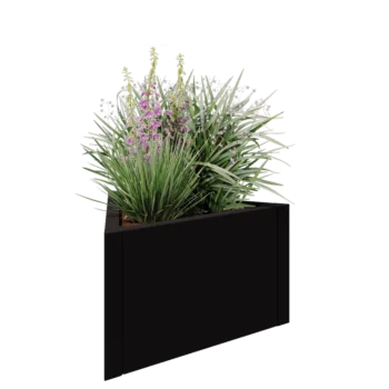 Floreira em aço - Triângulo equilátero - 70,6 x 61 x 40 cm - RAL9005 fosco (preto) - Sem placa de base