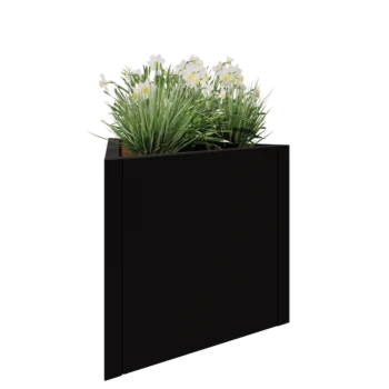 Floreira em aço - Triângulo equilátero - 70,6 x 61 x 60 cm - RAL9005 fosco (preto) - Sem placa de base