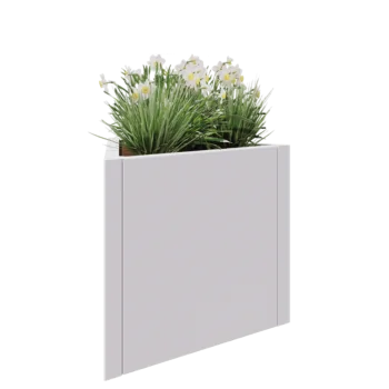 Floreira em aço - Triângulo equilátero - 70,6 x 61 x 60 cm - RAL9010 fosco (branco) - Sem placa de base