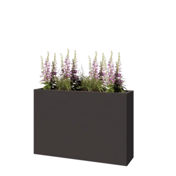 Floreira em aço - Retângulo - 120 x 30 x 80 cm - RAL7016 fosco (cinzento antracite) - Sem placa de base