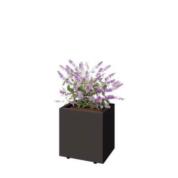 Floreira em aço - Retângulo - 40 x 30 x 40 cm - Outra cor RAL - Com placa de base - Com pés