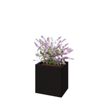 Floreira em aço - Retângulo - 40 x 30 x 40 cm - RAL9005 fosco (preto) - Com placa de base