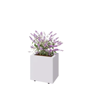 Floreira em aço - Retângulo - 40 x 30 x 40 cm - RAL9010 fosco (branco) - Com placa de base - Com pés