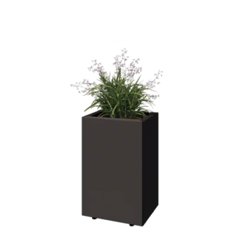 Floreira em aço - Retângulo - 40 x 30 x 60 cm - RAL7016 fosco (cinzento antracite) - Com placa de base - Com pés