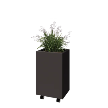 Floreira em aço - Retângulo - 40 x 30 x 60 cm - Outra cor RAL - Com placa de base - Com rodas