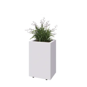 Floreira em aço - Retângulo - 40 x 30 x 60 cm - RAL9010 fosco (branco) - Com placa de base - Com pés