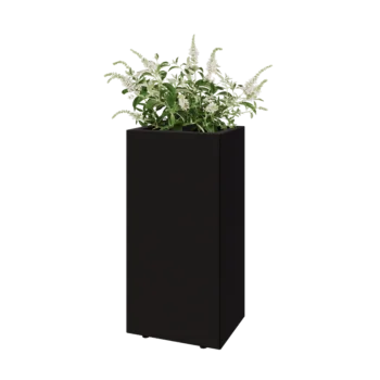 Floreira em aço - Retângulo - 40 x 30 x 80 cm - RAL9005 fosco (preto) - Com placa de base - Com pés