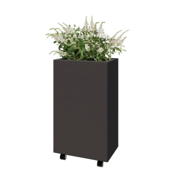 Floreira em aço - Retângulo - 50 x 30 x 80 cm - Outra cor RAL - Com placa de base - Com rodas