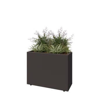 Floreira em aço - Retângulo - 80 x 30 x 60 cm - Outra cor RAL - Com placa de base - Com pés