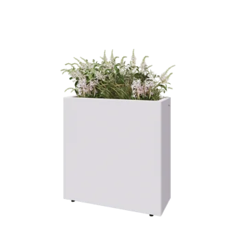 Floreira em aço - Retângulo - 80 x 30 x 80 cm - RAL9010 fosco (branco) - Com placa de base - Com pés