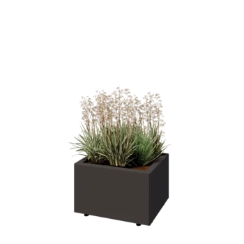 Floreira em aço - Retângulo - 50 x 40 x 30 cm - Outra cor RAL - Com placa de base - Com pés