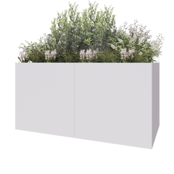 Floreira XXL em aço - Retângulo - 200 x 100 x 100 cm - RAL9010 fosco (branco) - Sem placa de base