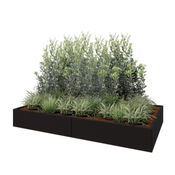 Floreira XXL em aço - Retângulo - 240 x 120 x 30 cm - RAL9005 fosco (preto) - Sem placa de base