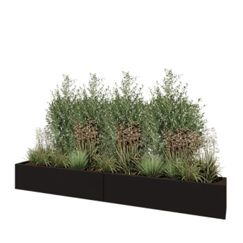 Floreira XXL em aço - Retângulo - 240 x 30 x 30 cm - RAL9005 fosco (preto) - Com placa de base