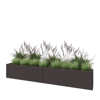 Floreira XXL em aço - Retângulo - 240 x 30 x 40 cm - RAL7016 fosco (cinzento antracite) - Sem placa de base