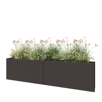 Floreira XXL em aço - Retângulo - 240 x 30 x 60 cm - RAL7016 fosco (cinzento antracite) - Sem placa de base
