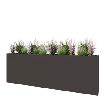 Floreira XXL em aço - Retângulo - 240 x 30 x 80 cm - RAL7016 fosco (cinzento antracite) - Sem placa de base