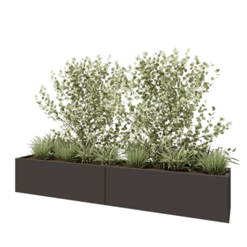 Floreira XXL em aço - Retângulo - 240 x 40 x 40 cm - RAL7016 fosco (cinzento antracite) - Sem placa de base