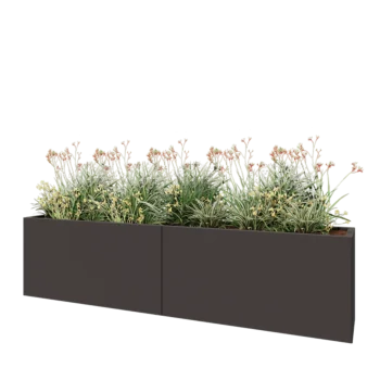 Floreira XXL em aço - Retângulo - 240 x 40 x 60 cm - RAL7016 fosco (cinzento antracite) - Sem placa de base