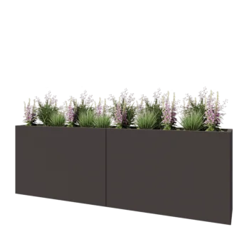 Floreira XXL em aço - Retângulo - 240 x 40 x 80 cm - RAL7016 fosco (cinzento antracite) - Sem placa de base