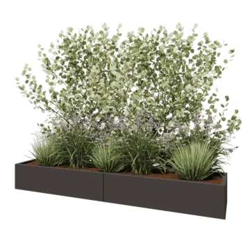 Floreira XXL em aço - Retângulo - 240 x 50 x 30 cm - RAL7016 fosco (cinzento antracite) - Sem placa de base