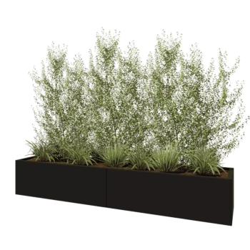 Floreira XXL em aço - Retângulo - 240 x 50 x 40 cm - RAL9005 fosco (preto) - Com placa de base
