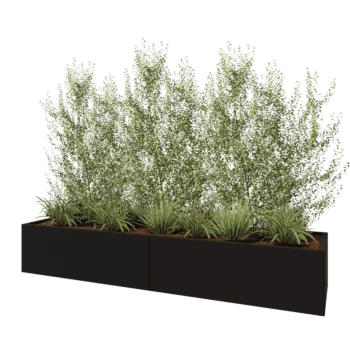 Floreira XXL em aço - Retângulo - 240 x 60 x 40 cm - RAL9005 fosco (preto) - Com placa de base