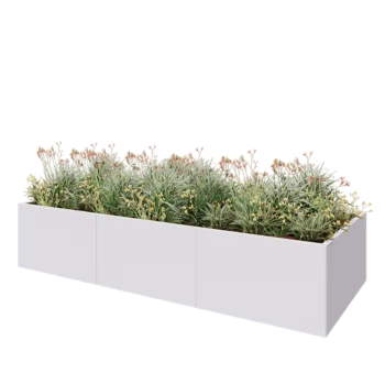 Floreira XXL em aço - Retângulo - 300 x 120 x 80 cm - RAL9010 fosco (branco) - Com placa de base