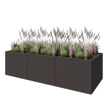 Floreira XXL em aço - Retângulo - 300 x 120 x 80 cm - Outra cor RAL - Com placa de base