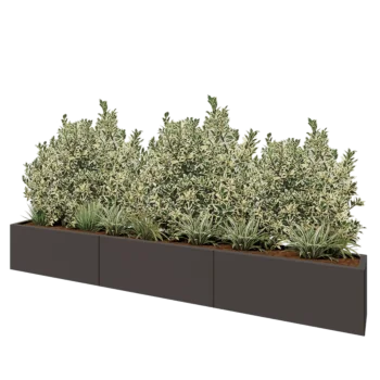 Floreira XXL em aço - Retângulo - 300 x 30 x 40 cm - RAL9005 fosco (preto) - Com placa de base