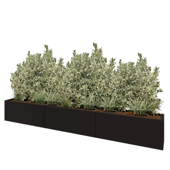 Floreira XXL em aço - Retângulo - 300 x 30 x 40 cm - RAL9005 fosco (preto) - Sem placa de base