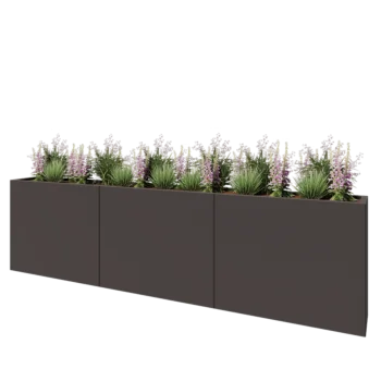 Floreira XXL em aço - Retângulo - 300 x 30 x 80 cm - RAL7016 fosco (cinzento antracite) - Com placa de base