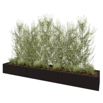 Floreira XXL em aço - Retângulo - 300 x 50 x 30 cm - RAL9005 fosco (preto) - Com placa de base