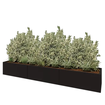 Floreira XXL em aço - Retângulo - 300 x 50 x 40 cm - RAL9005 fosco (preto) - Sem placa de base