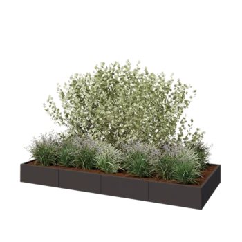 Floreira XXL em aço - Retângulo - 320 x 120 x 30 cm - Outra cor RAL - Sem placa de base