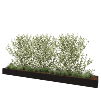 Floreira XXL em aço - Retângulo - 500 x 60 x 30 cm - RAL9005 fosco (preto) - Sem placa de base