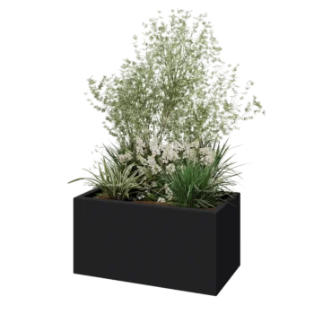 Floreira em fibra de vidro - Retângulo - 80 x 40 x 40 cm - RAL7021 mate (cinzento preto) - Com fundo