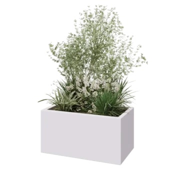 Floreira em fibra de vidro - Retângulo - 80 x 40 x 40 cm - RAL9010 mate (branco) - Com fundo