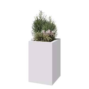 Floreira em fibra de vidro - Quadrado - 50 x 50 x 80 cm - RAL9010 mate (branco) - Com fundo