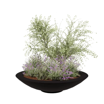 Floreira em fibra de vidro - Taça - Ø 153 x 34 cm - RAL9005 mate (preto) - Com fundo